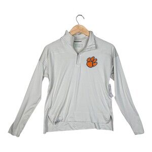 Clemson Tigers Jacket Womens Small White NCAA Football EcoREVIVE 1/4 Zip
